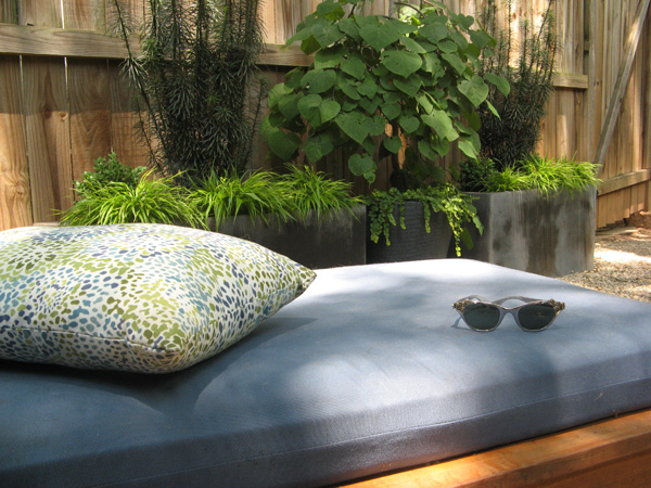 Chaise and container garden