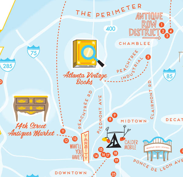 Best Vintage Shops in Atlanta map by Finely Crafted