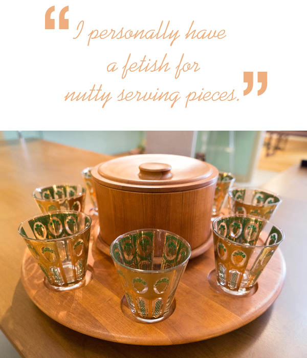 Vintage barware at City Issue midcentury modern boutique in Atlanta; photo by Finely Crafted