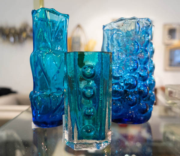 Blenko glass at City Issue midcentury modern boutique in Atlanta; photo by Finely Crafted